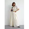 Летний юбочный костюм на пуговицах - кремовый цвет, 36р (есть размеры)