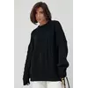 Вязаный свитер оверсайз с узорами из косичек - черный цвет, S (есть размеры)