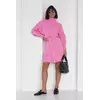 Вязаный костюм с юбкой и свитером летучая мышь - розовый цвет, L (есть размеры)