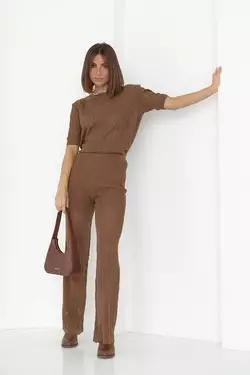 Женский костюм с ажурной вязки - коричневый цвет, L (есть размеры)