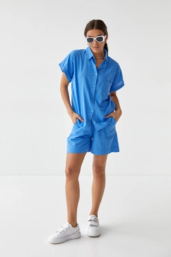 Женский летний костюм шорты и рубашка No.77 fashion - синий цвет, S (есть размеры)