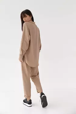Женский костюм со штанами и рубашкой Barley - кофейный цвет, S (есть размеры)