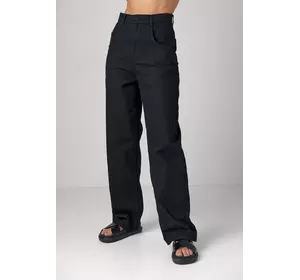 Широкие джинсы с завышенной талией - черный цвет, 36р (есть размеры)