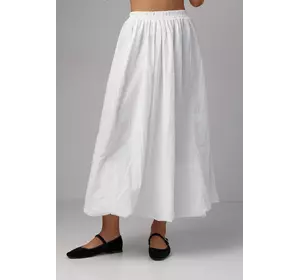 Длинная юбка А-силуэта с резинкой на талии - белый цвет, S (есть размеры)