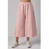 Трикотажные штаны-кюлоты с накладными карманами - пудра цвет, L/XL (есть размеры)