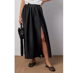 Пышная юбка с разрезом и широким поясом - черный цвет, L (есть размеры)