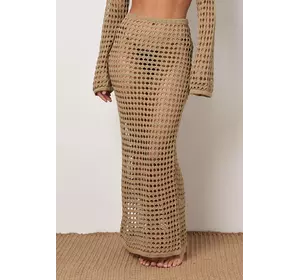Длинная юбка ажурной вязки - кофейный цвет, L (есть размеры)