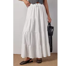 Женская длинная юбка с воланами - молочный цвет, S (есть размеры)