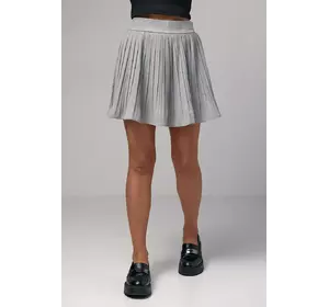 Короткая юбка плиссе - светло-серый цвет, M (есть размеры)
