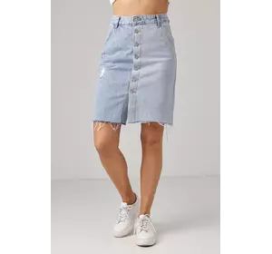 Джинсовая двухцветная юбка на пуговицах - джинс цвет, L (есть размеры)