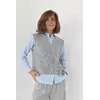 Женская рубашка с вязаным жилетом - серый цвет, L (есть размеры)
