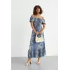 Летнее платье макси с эластичным верхом - синий цвет, S (есть размеры)