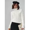 Женский свитер из крупной вязки в косичку - молочный цвет, S (есть размеры)