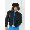 Женская куртка-бомбер с накладными карманами - черный цвет, L (есть размеры)