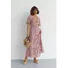 Длинное платье с оборкой и цветочным принтом - лавандовый цвет, XS (есть размеры)