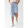 Джинсовая юбка на пуговицах с асимметричным низом - джинс цвет, S (есть размеры)