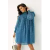 Шифоновое платье миди с воротником стойкой hot fashion - синий цвет, S (есть размеры)