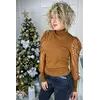 Jasmine Роскошный свитер с ажурными рукавами декорированными принтом горох - светло-коричневый цвет, M