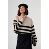 Вязаный женский свитер в полоску - бежевый цвет, L (есть размеры)