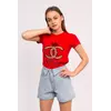 CHA-NE-L Стильная женская футболка - красный цвет, S