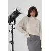 Короткий вязаный свитер в рубчик с рукавами-регланами - бежевый цвет, L (есть размеры)