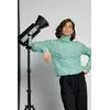 Женский свитер из крупной вязки в косичку - мятный цвет, L (есть размеры)