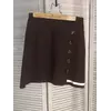 LUREX Ассиметричная трикотажная юбка с пуговицами и белой полоской - коричневый цвет, M
