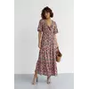 Длинное платье с оборкой и цветочным принтом - розовый цвет, L (есть размеры)