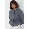 Женская куртка из букле на кнопках - серый цвет, L (есть размеры)