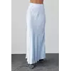 Длинная атласная юбка на резинке - голубой цвет, M (есть размеры)