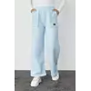Трикотажные штаны на флисе с накладными карманами - голубой цвет, L (есть размеры)