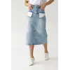 Джинсовая юбка миди с карманами наружу - джинс цвет, S (есть размеры)