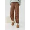 Женские свободные штаны из кожзама - коричневый цвет, S (есть размеры)