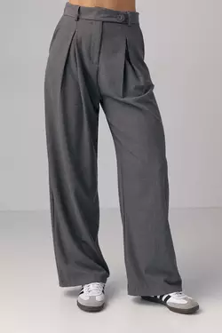 Женские классические брюки со складками - серый цвет, M (есть размеры)