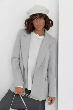 Классический женский пиджак без застежки - светло-серый цвет, M (есть размеры)