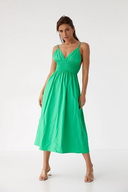 Однотонный сарафан с резинкой на талии Foli women - зеленый цвет, L (есть размеры)