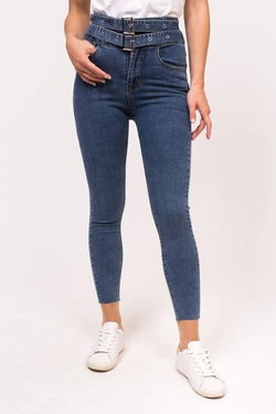 M-M Облегающие женские джинсы с вшитым ремнем - джинс цвет, M