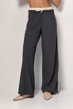 Женские брюки с лампасами на резинке - темно-серый цвет, S (есть размеры)