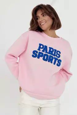 Теплый свитшот на флисе с надписью Paris Sports - розовый цвет, M (есть размеры)