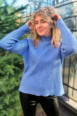 P-M Стильный свитер с геометрическим узором - голубой цвет, XL/XXL
