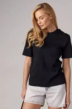 Базовая однотонная женская футболка - черный цвет, L (есть размеры)