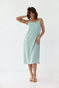 Женское платье-комбинация на тонких бретелях - мятный цвет, M (есть размеры)