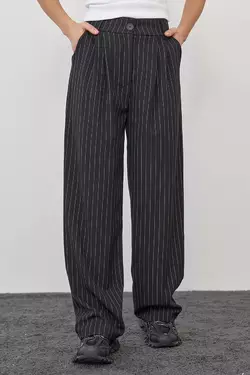 Женские брюки в полоску - черный цвет, L (есть размеры)