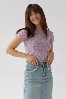 Женская футболка из сетки - лавандовый цвет, XL (есть размеры)
