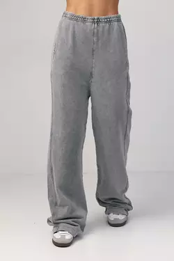 Женские трикотажные штаны с затяжками внизу - серый цвет, L (есть размеры)