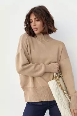 Женский свитер в технике тай-дай - светло-коричневый цвет, L (есть размеры)