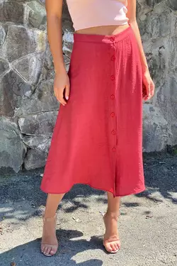 PERRY Красивая юбка с пуговицами спереди - бордо цвет, S