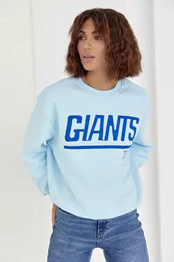 Женский теплый свитшот с надписью Giants - голубой цвет, M (есть размеры)
