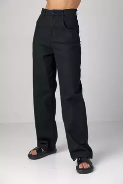 Широкие джинсы с завышенной талией - черный цвет, 36р (есть размеры)