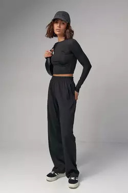 Женский базовый костюм с эластичной ткани - черный цвет, M (есть размеры)